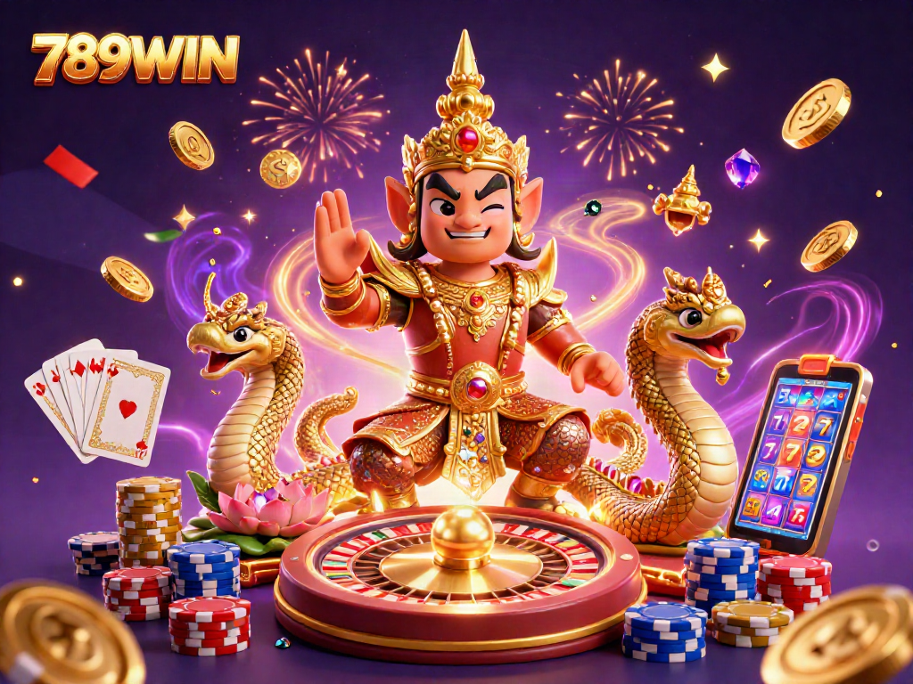 Experience thrilling action at 789WIN with vibrant visuals of casino excitement.