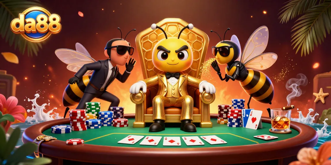 Join the da88 poker showdown with a bumblebee mob boss and his stylish crew.